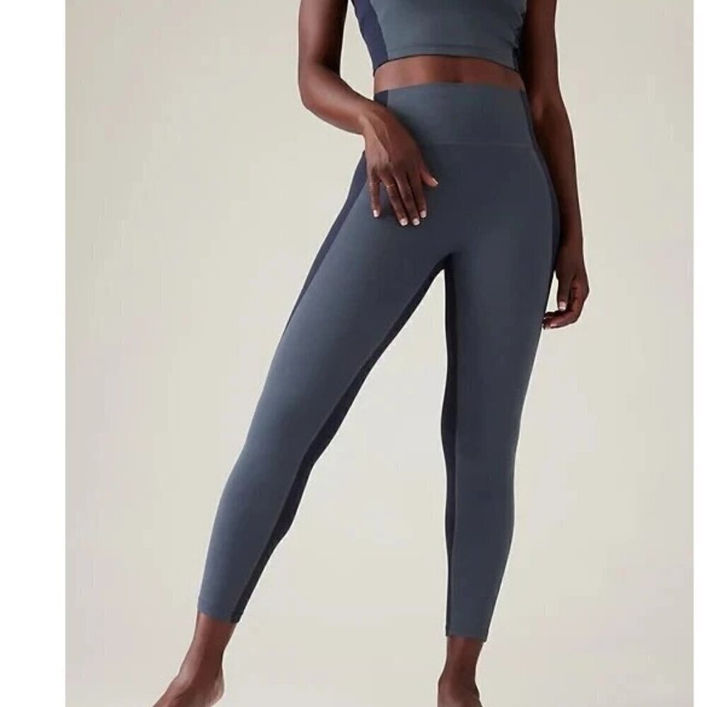 Athleta Transcend Colorblock 7/8 Tight 23" - M Granite Blue/Navy